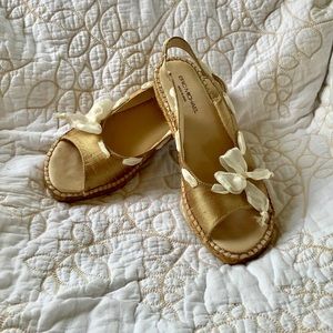 Gold silk sandals